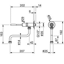 Lade das Bild in den Galerie-Viewer, Selbstabschaltende Hygiene Wand-Armatur Auslauf Ventil Selbstschluss Autostop schwenkbarer Auslauf