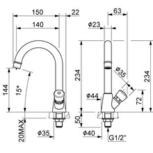 Lade das Bild in den Galerie-Viewer, Zeitgesteuerte Waschtischarmatur hoher Auslauf Selbstschluss Zeit einstellbar