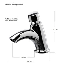 Lade das Bild in den Galerie-Viewer, Zeitgesteuerte Waschtischarmatur Selbstschluss Zeit einstellbar Kaltwasser