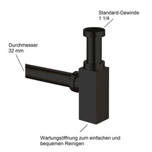 Lade das Bild in den Galerie-Viewer, Siphon eckig schwarz + Klick-Ablauf + Eckventile