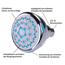 Lade das Bild in den Galerie-Viewer, Kopfbrause mit 3 Strahlarten