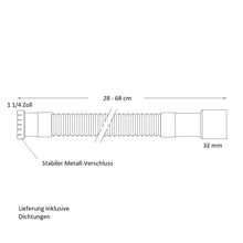 Lade das Bild in den Galerie-Viewer, Ablauf Weiß Chrom mit Metallverschluss 28 - 68 cm Länge