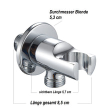 Lade das Bild in den Galerie-Viewer, Wandanschlussbogen rund Schlauch-Anschluss verchromt mit Halterung