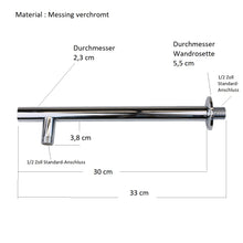Lade das Bild in den Galerie-Viewer, Wandarm Duscharm Messing verchromt 30 cm gerade