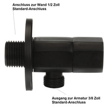 Lade das Bild in den Galerie-Viewer, Eckventil schwarz matt eckig Absperrventil Regulierventil