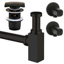 Lade das Bild in den Galerie-Viewer, Siphon eckig schwarz + Klick-Ablauf + Eckventile
