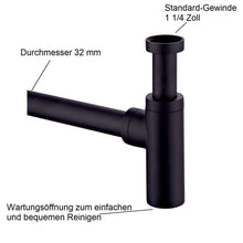 Lade das Bild in den Galerie-Viewer, Siphon Set schwarz matt rund mit Eckventilen