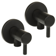 Lade das Bild in den Galerie-Viewer, 2er Set Eckventil schwarz matt rund Absperrventil Regulierventil