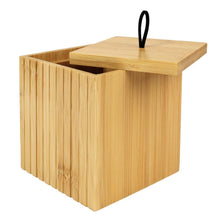 Lade das Bild in den Galerie-Viewer, Wattepadspender Bambus 9 cm Bad Organizer Braun mit Deckel kosmetik Aufbewahrungsbox
