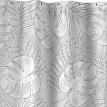 Lade das Bild in den Galerie-Viewer, Duschvorhang Blätter Grau 200x180 cm Polyester waschbar Badewannenvorhang inkl. Ringe
