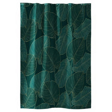 Lade das Bild in den Galerie-Viewer, Duschvorhang Blätter Grün Gold 200x180 cm Polyester waschbar Badewannenvorhang inkl. Ringe
