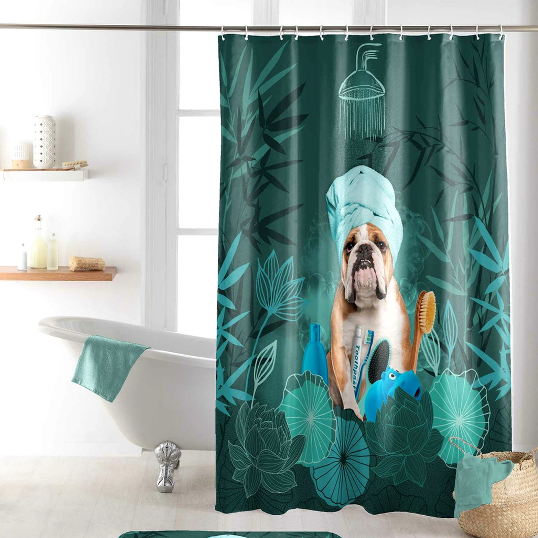 Duschvorhang Hund Grün