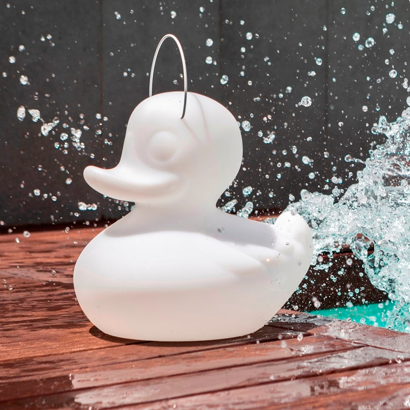 Schwimmleuchte Duck Duck weiß LED Akku Fernbedienung 30 cm