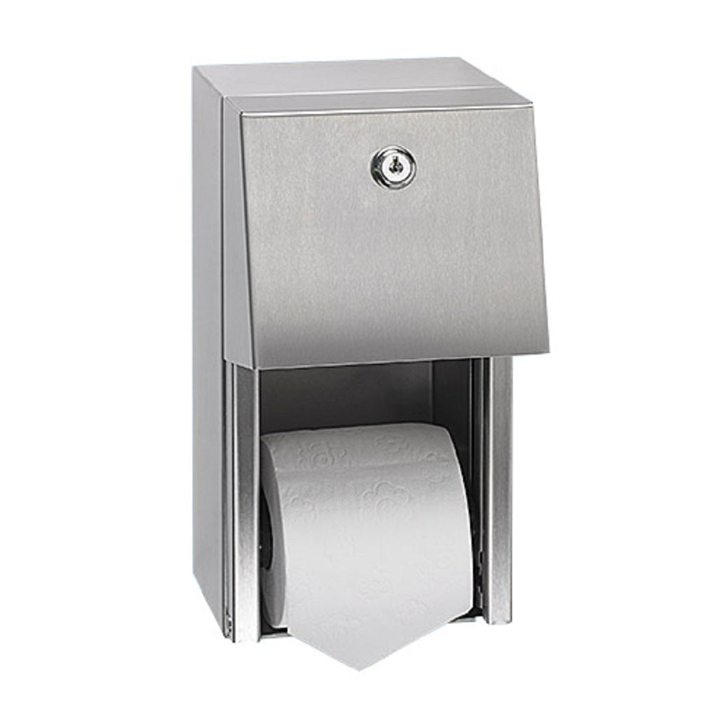 Toilettenpapierspender für 2 Rollen Edelstahl abschliessbar
